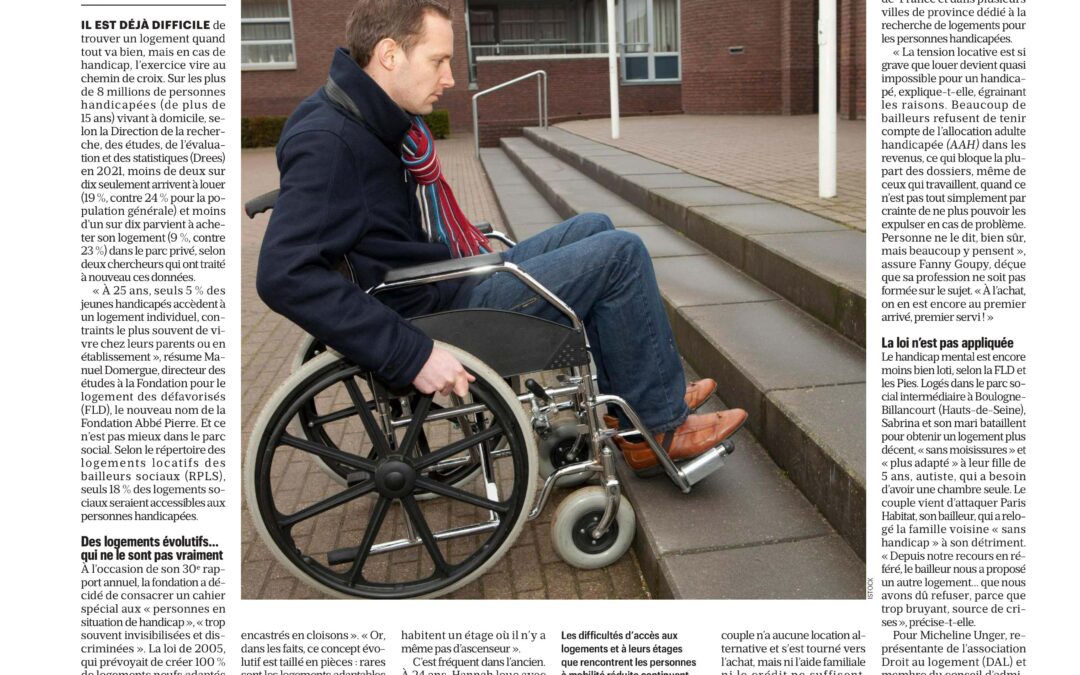 article de presse Le Parisien sur le handicap et le logement