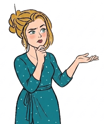Illustration d'une femme montrant un visage plein de doutes, pour la FAQ sur la chasse immobilière PMR à Paris.