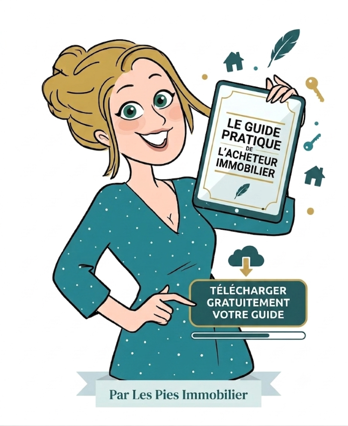Illustration Les Pies Immobilier : Télécharger gratuitement le guide pratique de l'acheteur immobilier.