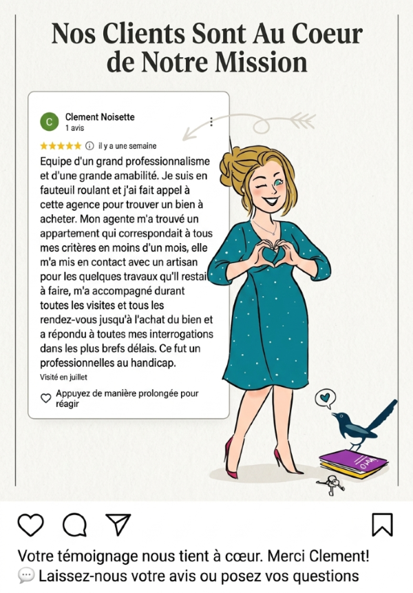 Illustration d'une personne lisant attentivement — Consultation des avis clients Les Pies Chasseur Immobilier.