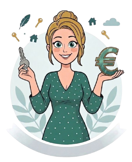 Femme souriante consultant son téléphone et tenant une carte bancaire, illustrant la transparence des honoraires pour une recherche de logement PMR.